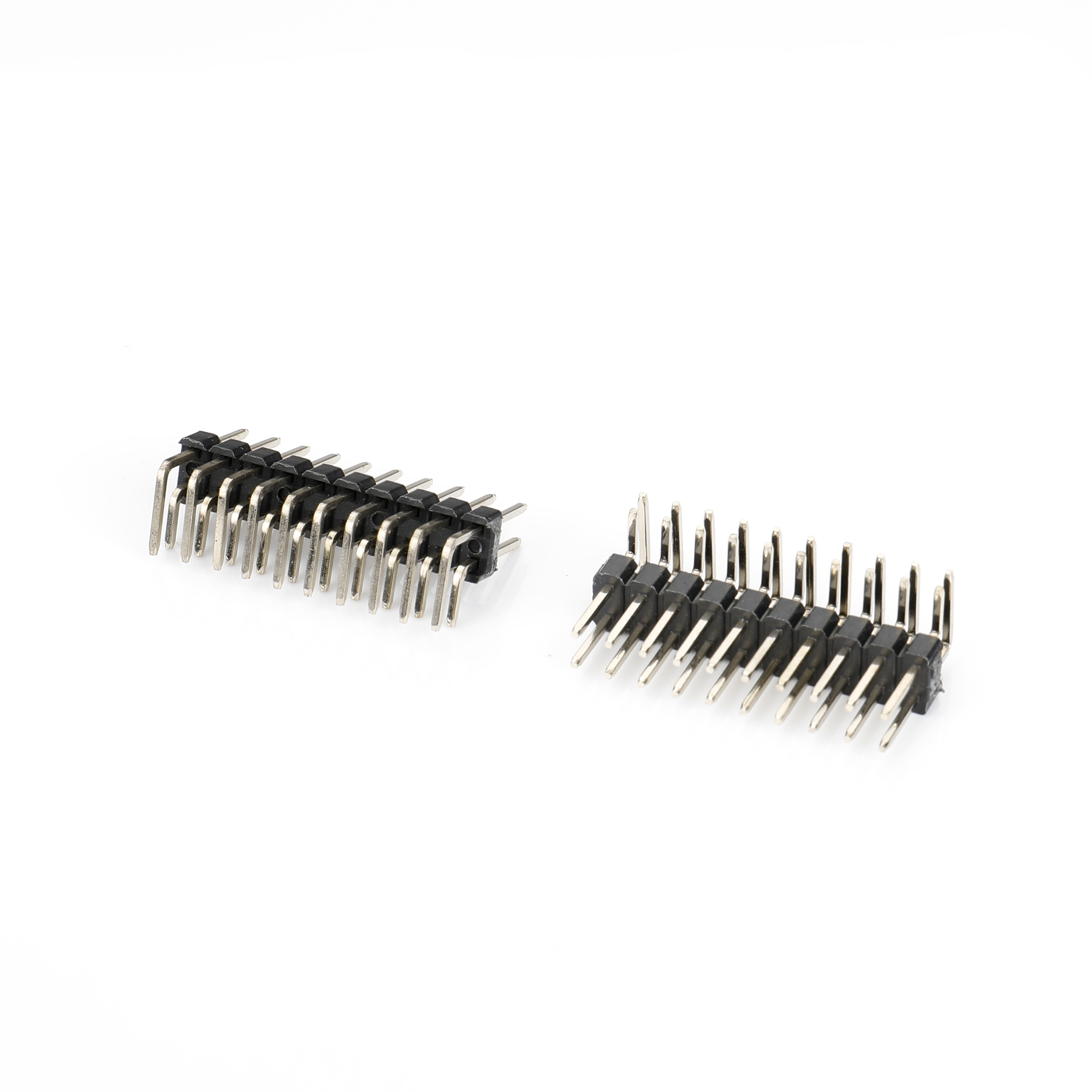 1.27mm 排针 双排弯针 上针长3.4 塑高1.0 下针长4.0 LXW-127-H10-DXXP-R